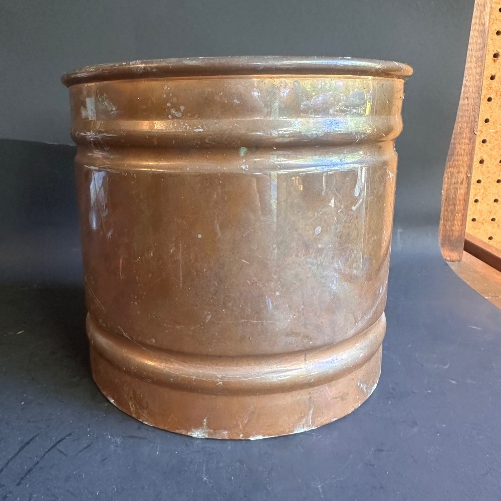 Rustic Copper Planter Cachepot Round Pot Farmhouse Decor Aged Patina 8 Inch